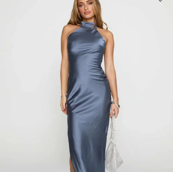 Princess Polly | Dresses | Princess Polly Strapless Satin Dress In Blue |  Poshmark